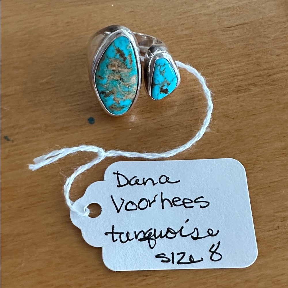 Dana Voorhees Sterling Silver Turquoise Bypass Statement Ring